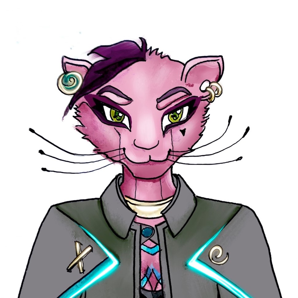 Feline Reflections character design thumbnail.